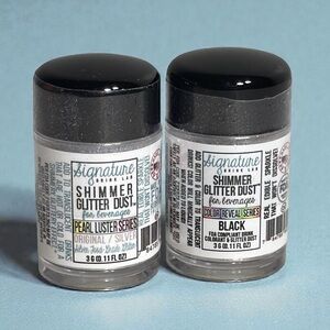 Edible Glitter for Drinks Shiny Glitter Shimmer Beverage 3gr 2-pack Silver/Black